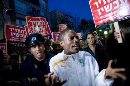 Rally of Jewish nationalists against foreign immigrants from Africa